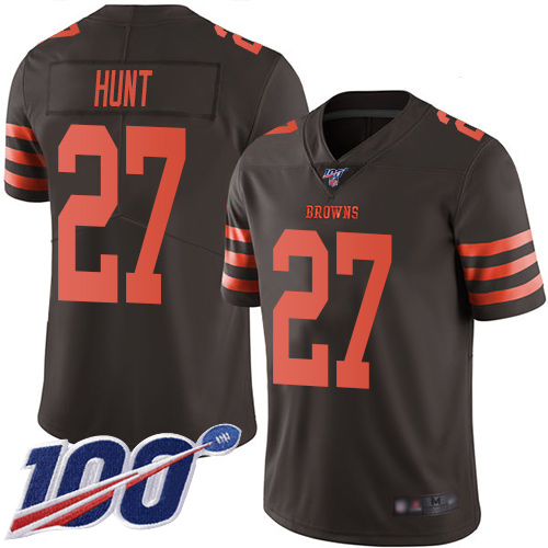 Cleveland Browns Kareem Hunt Men Brown Limited Jersey #27 NFL Football 100th Season Rush Vapor Untouchable